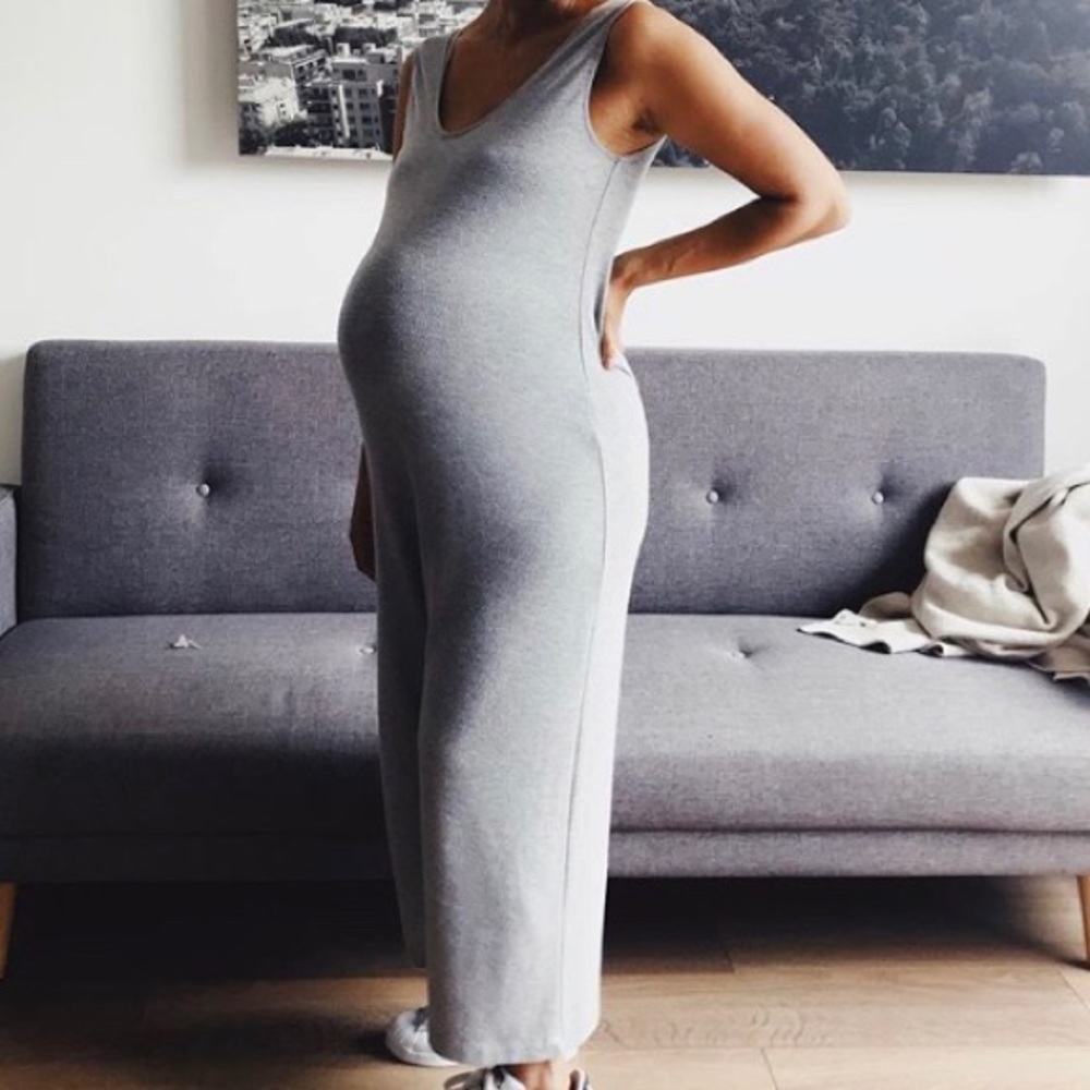 Storq Maternity Knit Jumpsuit - gray